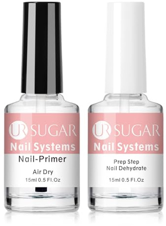 UR SUGAR Nail-Primer Ongle Gel UV et Déshydrateur - 15ml x 2 Pièces, pour Vernis Semi-Permanent, Acrylique, Préparation Ongles, Déshydratation et Collage, Manucure Professionnelle