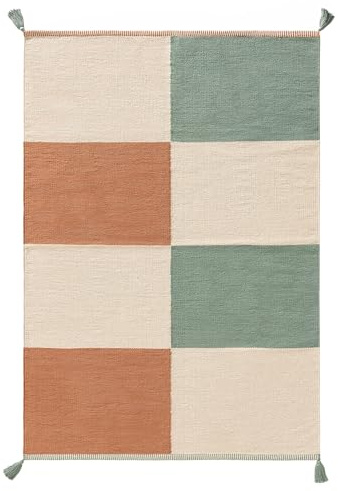 benuta Lytte Kinderteppich Anton - Multicolor/Grün 90x130 cm - 100% Baumwolle - Rechteckig & im Style: Kindermotive, Scandi Living - Pflegeleicht für Wohnzimmer Schlafzimmer