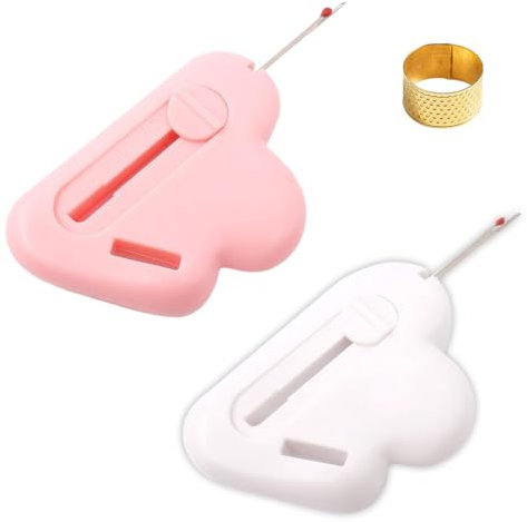 2 Stück Polygonal Magnetische Nahtführung für Nähmaschinen,Vielseitig 2 in 1 Magnetic Seam Guide mit Nahttrenner und Fingerhutzwinge,für Präzise Näharbeiten (Rosa,Weiß)