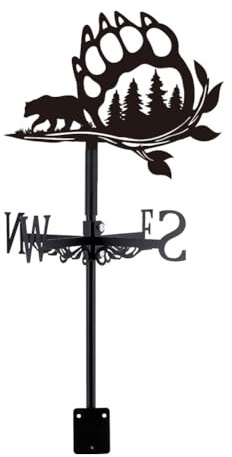 SUPERDANT Paleta de garra de oso, escena de selva, indicador de dirección del viento, instrumento de medición, instalación de techo, veleta para jardín, granja, patio, cenador, granero, decoración