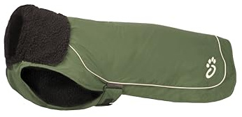 Mountain Paws Waterproof & Windproof Cordura® Fleece-Lined Dog Robe Raincoat, Green, Medium