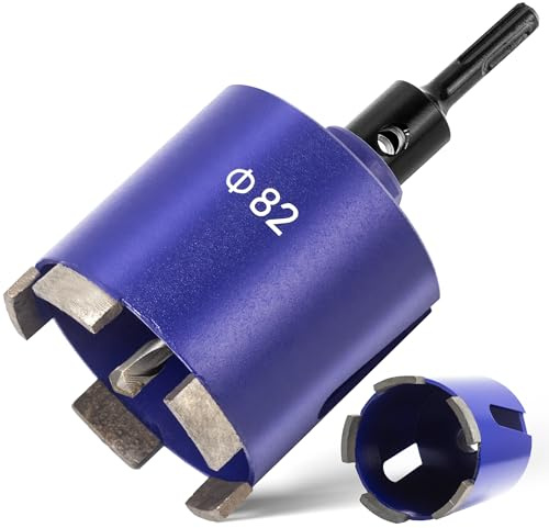 ITSOGOO 82 mm Corona Diamante Perforadora +Adaptador M16 SDS-Plus+Broca de Centrado+Cuña de Extracción,Broca de Sierra de Agujero,Diamond Core Drill para Cemento,Hormigón,Ladrillo,Piedra,Pared