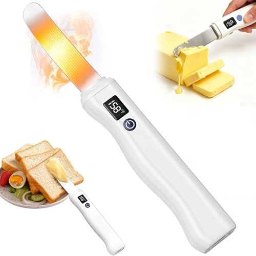 Cuchillo De Mantequilla Caliente, Untador De Mantequilla Eléctrico Recargable, Cuchillo Calentador Inalámbrico Que Se Calienta En 6 Segundos, Hoja De Acero Inoxidable Antiadherente, 2 Configuraciones