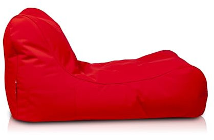 Ecopuf Wetterfester Outdoor Sitzsack Master Chaise Longue - Sitzsack mit Staufach und Griff - Wasserfester Stoffsack - Entspannungssessel - Wohnungseinrichtung - 115x65x60cm, Rot M5