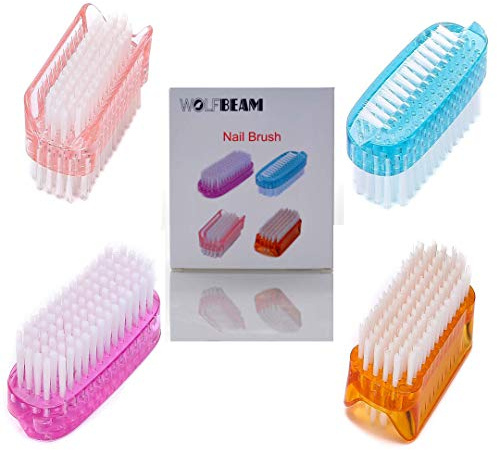 Wolfbeam Hand and Nail Brush Double Sided Cleaning Scrubbing Brushes, Pack of 4 Pieces