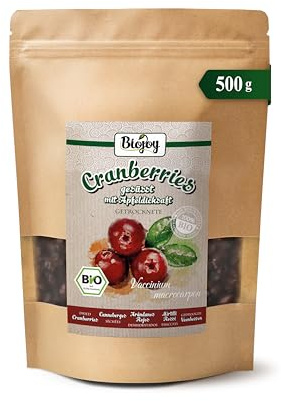 Biojoy Arándano Rojo deshidratado Ecológico (500 g), Arándanos Rojos endulzados con Concentrado de Zumo de Manzana