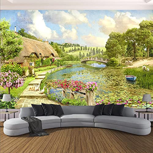 Papier peint photo 3D paysage rural mural salon chambre décoration maison papier peint européen mural 3D, 250 cm x 175 cm