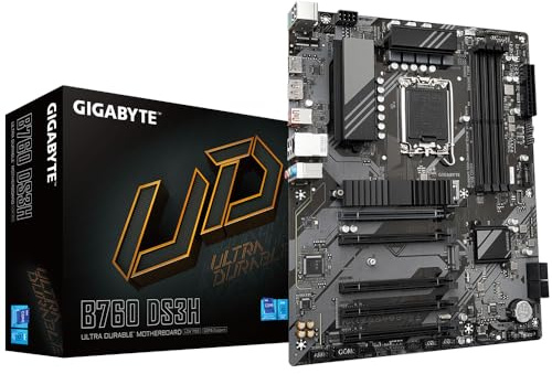 Gigabyte B760 DS3H Motherboard - Supports Intel Core 14th Gen CPUs, 8+2+1 Phases Digital VRM, up to 7600MHz DDR5 (OC), 2xPCIe 4.0 M.2, GbE LAN, USB 3.2 Gen 2