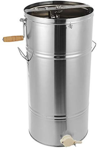 Extractor de Miel de Abeja de 2 Marcos, Centrífuga Manual de Fondo Plano de Acero Inoxidable, Extracción Manual de Miel, Máquina Manual de Miel de Abeja para Apicultores, 28,3 X