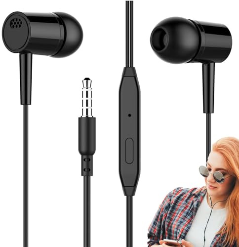 Auricolari cablati con isolamento acustico, Auricolari cablati Cuffie intrauricolari - Cuffie ergonomiche | Auricolari con microfono jack da 3,5 mm, auricolari audio stereo di alta qualità per bassi p