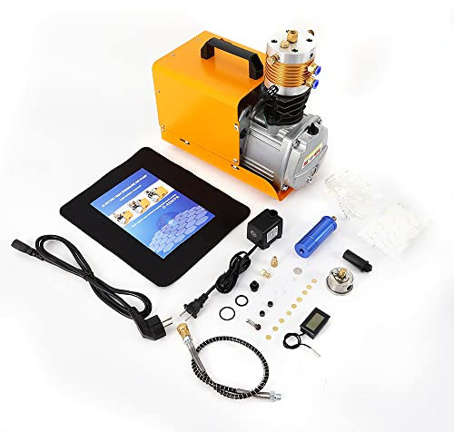 PCP Kompressor 300BAR Hochdruckluftkompressor 1800W 30Mpa 4500PSI Elektrische Luftpumpe PCP Airgun Tauchpumpe PCP Luft Kompressor Paintball und Tauchflaschen Kompressor Gelb