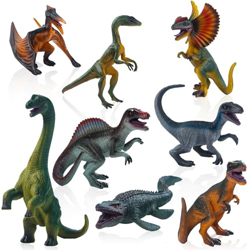JWTRSVTY Set di 8 giocattoli a forma di dinosauro per bambini, ornamenti e mini modelli, figure da gioco per ragazzi e ragazze, regalo di compleanno