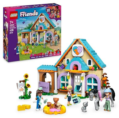 LEGO Friends Tierarztpraxis für Pferde und Haustiere, BAU- und Spielset für fantasievolle Rollenspiele mit 3 Minifiguren und 5 Tierfiguren, Geschenkidee für Mädchen ab 7 Jahren 42651
