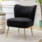 Ya-Home Fauteuil de Salon Confortable en Velours Fauteuils avec Pieds Dorés et Siège Épais Fauteuil de Coiffeuse Scandinave,Noir