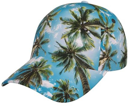 XTYGETY Palmträd tryck baseballkeps för män sol topphatt andas personlig justerbar lastbilskepsar ledig svart, Svart, one size