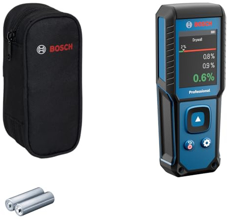 Medidor de humedad GMM 1-15 de Bosch Professional sin clavijas (no invasivo, mide 37 tipos de madera y 10 materiales de construcción, clasificación IP65, 2 pilas AA, bolsa)