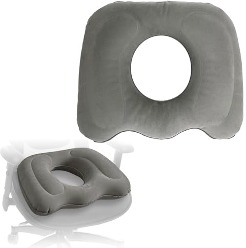 AURIVEE Coussin de Siège Multifonctionnel - Coussin Hémorroïdes Gonflable en Anneau, Oreiller Orthopedique pour Coccyx, Postopératoire, Postpartum & Sciatique