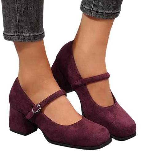 Hsternexy Dirndl - Scarpe da donna con tacco, stile tradizionale bavarese, con tacco a blocco, elegante per Dirndl, C03 vino, 39/EU