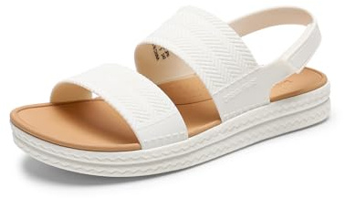 DREAM PAIRS Women Water Sandals Comfortable Flat Beach Platform Dressy Summer Walking Shoes,Size 8,White,SDFS26006W