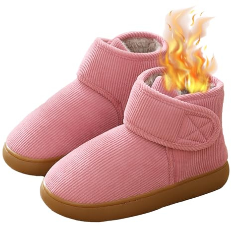 Scarpe Uomo Donna Diabetiche Pantofole Regolabili in Caldo Cotone Stivali da casa per Anziani Comode Antiscivolo per Piedi Gonfi Anziani Women Pink 34