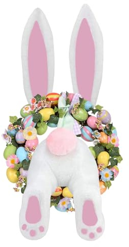 Couronne de lapin à suspendre pour porte de Pâques - Pour intérieur ou extérieur