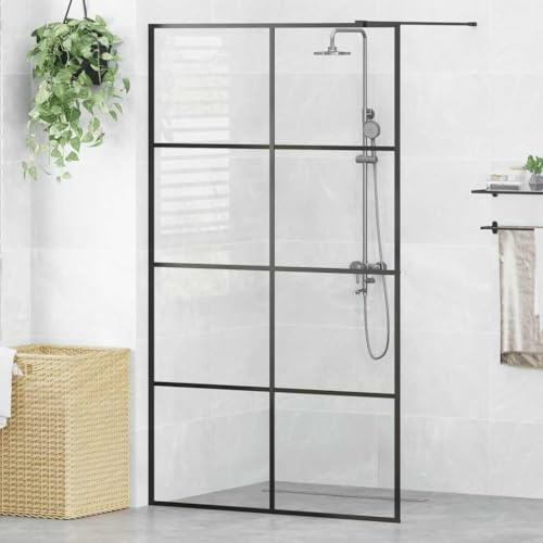 Ziaphsol Duschvägg för walk-in dusch, klart glas ESG 5 mm med justerbar aluminiumprofil, stänkskydd för hörn nisch, 115 x 195 cm, inkl. stödstång