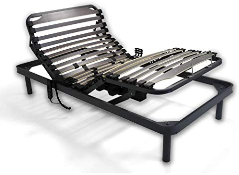 DUÉRMETE ONLINE Letto articolato elettrico rinforzato-disponibile in varie misure, faggio, grigio, 105 x 190