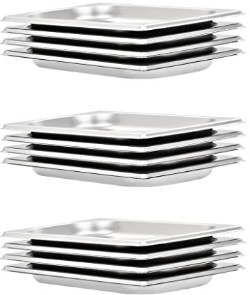 vidaXL 12 contenitori Gastronorm GN 1/4 piastra di cottura vassoio impilabile ristorante casa cucina hotel interno 20 mm inox