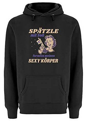 Spätzle avec sauce – Proverbes souabes – Cadeaux de souabe – Pull à capuche unisexe de qualité supérieure, Noir , S
