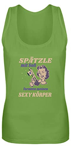 Débardeur pour femme avec inscription en allemand « Spätzle mit Soß », vert lime, XL