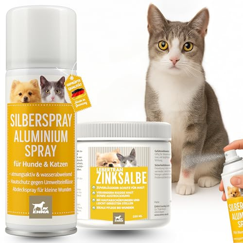 Set di primo soccorso per gatti, spray d'argento + unguento di zinco ebertran, spray per ferite per animali domestici, per la guarigione delle ferite, unguento per la ferita cerotto spray 250ml 200ml