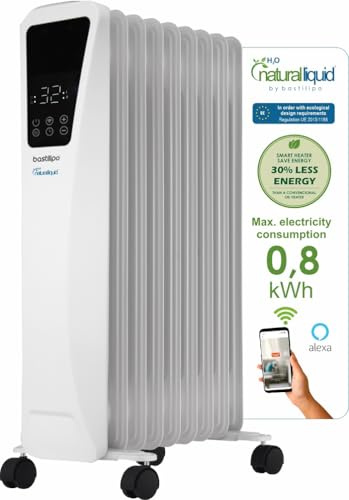 R-Ecofluid2-9 - Radiateur à faible consommation de fluide écologique avec wifi intégré et puissance 1500 W - Radiateur à fluide h2o naturel liquide - Bastylipo, blanc