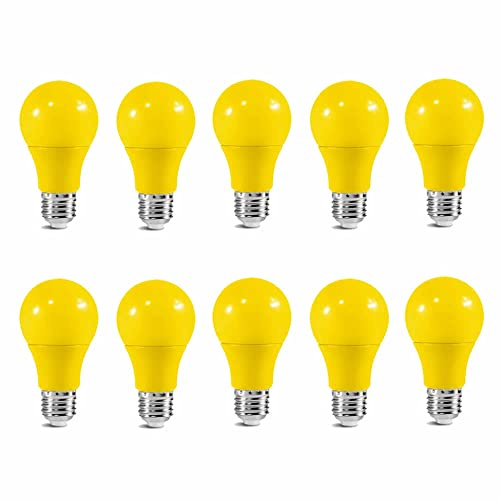 Jiotouhu Glühbirnen LED E27 3W Gelb, A60 LED Farbige Glühbirne, für ühnen Innendekorationen Halloween Weihnachten Party Bar, 10 Stück