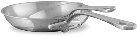 Mauviel M'Urban 4 Tri-Ply Polished Stainless Steel 2-Piece Frying Pan Set With Cast Stainless Steel Handles, Made In France