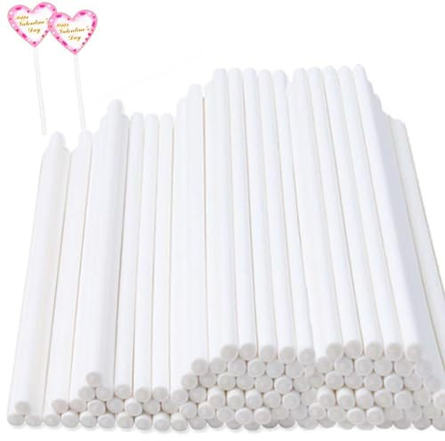 Comforty 100 Stücke Cake Pop Stiele Weiss, 150mm 3.5mm Lolli Stiele aus Papier für Cake Pop Ständer umweltschonende