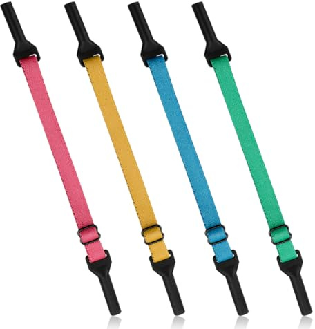 GLADFRESIT Adjustable Glasses Straps, 4PCS Elastic Strap Universal Comfortable Durable Antislip Eyeglasses Sport for Men Women Teenager Kids(4 Colors)