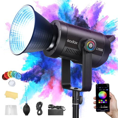 Godox SL150R RGB Luz de Vídeo LED 165W 2.4G Wireless,CCT 2500K-10000K CRI≥95 TLCI≥96 14 FX Efectos Montura Bowens Estudio Flash para Fotografía,Retratos,Iluminación