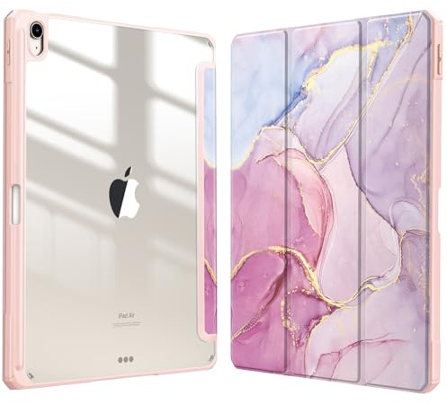 FINTIE Hybridfodral kompatibelt med iPad Air 13 tum (2024) M2, [inbyggd pennhållare] stöttåligt fodral med genomskinligt bakskal, automatisk väckningssömn, (Z-glittrande marmor) | Inbyggd pennhållare, klar akryl bakskal, stötsäker TPU-ram, automatisk väckning/sömn, glittrande marmor