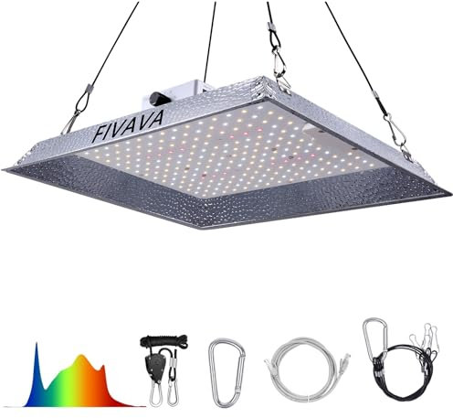 FIVAVA LED Grow Lampe Vollspektrum,100 Watt LED Pflanzenlampe mit Dimmbarer Helligkeit,Grow Light für Zimmerpflanzen,Gemüse,Blume
