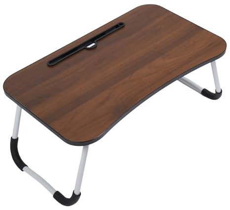 OHS Laptop Tray, Wooden Laptop Stand for Bed Folding Laptop Stand for Sofa Large Tray Surface Working from Home Eating Relaxing Adjustable Laptop Bed Stand - 60 x 35 x 26cm