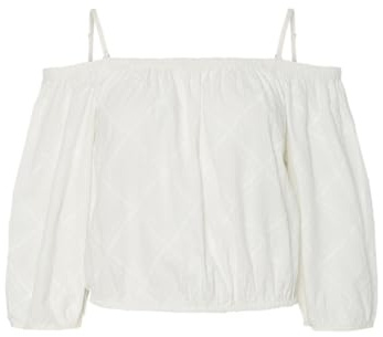 PIECES Pcfrancis 3/4 Off-Shoulder Top Wvn BC, Cloud Dancer, XS Mujeres