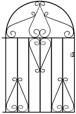 Classic Scroll Low Bow Top Metal Garden Gate Galvanised Wrought Iron Style Swing Gate (838mm Gap x 1181mm High CLBZP51)