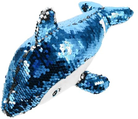 ifundom Peluche Dauphin à Paillettes Animal en Peluche De à Coucher Dauphin en Petit Poupée en en Animal Poupée Coton PP Blue
