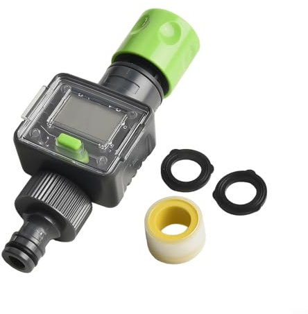 HpLive Wasserzähler digital 3/4 Zoll für Gartenschlauch, Durchflussmesser - praktische Wasseruhr, Klare Anzeige für Gartenbewässerung im Freien