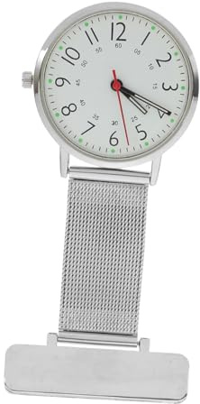 BESPORTBLE Reloj Colgante para Médicos y Enfermeras Diseño de Pecho, Carcasa de Acero Inoxidable Resistente y Estilo Minimalista Plata para Entornos Clínicos