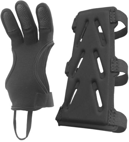 MAGARROW Gant de tir à l'arc traditionnel à 3 doigts Gant de protection et de tir à l'arc avec sangle réglable pour enfants, adolescents, adultes, débutants, tir, exercice de tir cible (M)