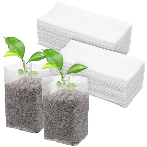 Piriuuo 100 bolsas de cultivo de plantas, bolsas de vivero de 5.3 x 6.3 pulgadas, tela no tejida, bolsa de vivero, para el hogar, jardín, invernadero, suministros para vegetales, flores, árboles