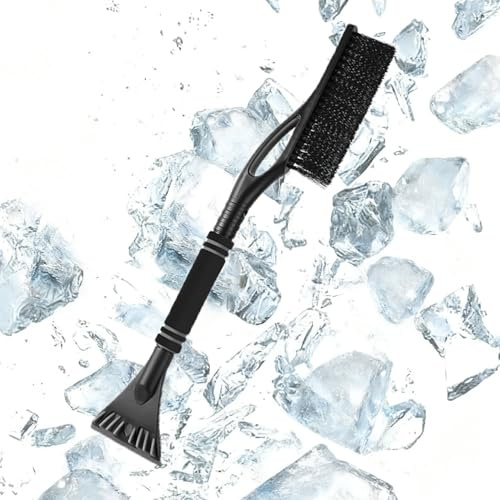 SIGANDG Ice Scraper with Snow Brush 2IN1, Ice Scraper for Car Windscreen, Detachable for Car Windscreen and Snow Brush with Ergonomic Foam handle for Cars, Trucks, SUV (Black)