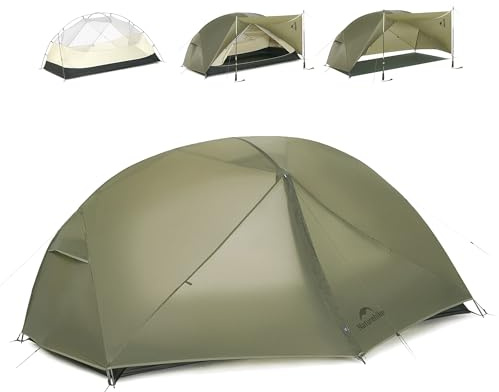 Naturehike 2025 Mongar Pro/Base Camping Tent, 1-3 Person Ultralight Backpacking Tent, 20D Nylon 3 Season Waterproof Mongar 2 Person Hiking Tent for Backpacker, Trip, Solo Camping