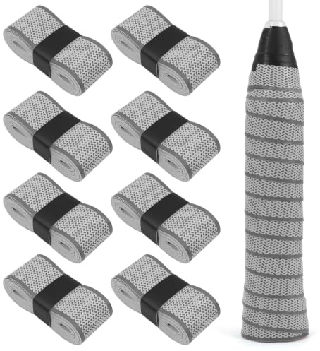 Bcautay Lot de 8 protections de poignée de raquette de tennis, bande antidérapante pour raquettes de badminton, raquettes de tennis, raquettes de badminton, clubs de golf et raquettes de squash